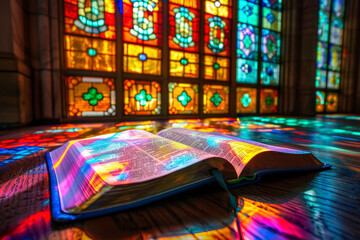 Colorful Light Through Stained Glass