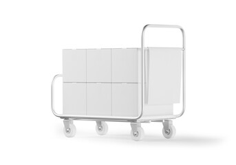 Hand Truck with Boxes on white background