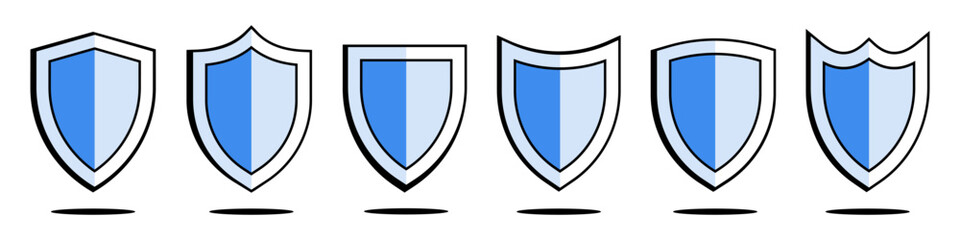 Security shield icons with padlock. Shield with lock. Set of security shields with lock icon.