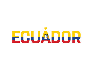 Typography of Independence Day, National Day of Ecuador, Vector and editable file for Independence Day, Flag colors typography, Independence Day of Ecuador, Flag of Ecuador, I love Ecuador, Heart