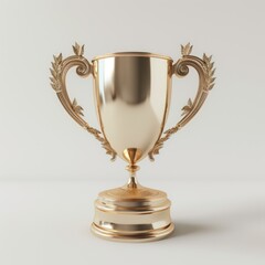 Golden goblet on white background. Gold reward for winning the competition.
