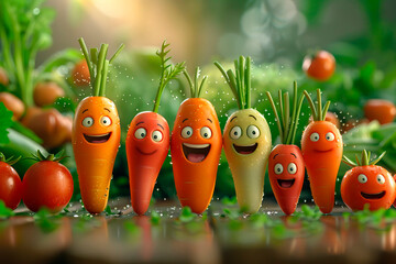 vegetables dancing and singing spreading joy and laughter