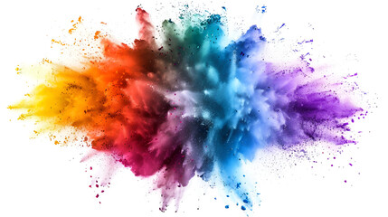 colorful mixed rainbow powder explosion isolated on white background ,Explosion of colored powder on white background
