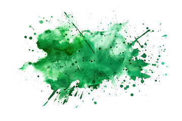 Green watercolor splatter pattern on transparent background.