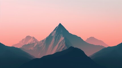 majestic mountain a breathtaking gradient sky - obrazy, fototapety, plakaty