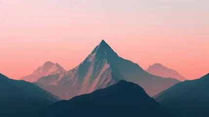 Fotobehang majestic mountain a breathtaking gradient sky © pector