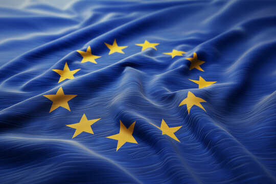 European Union flag. Waving flag of Europe.