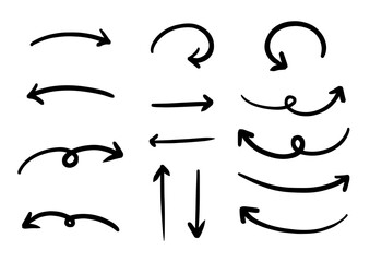 ペンの手書きの矢印セット_黒