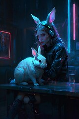 rabbit in the night