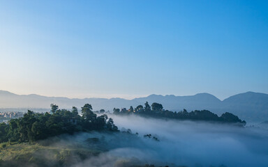 beautful sunrise over the valley in Kathmandu, Nepal. 