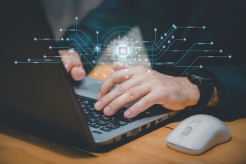 Ai technology, Artificial Intelligence. man using technology smart robot AI, artificial...