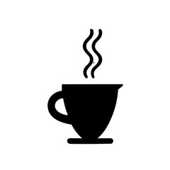 Simple cup of coffee black isolated icon.