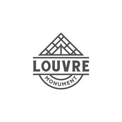 Louvre Famous Landmarks and Monuments vintage logo design