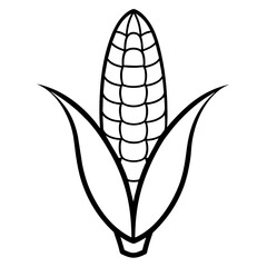Minimalist Corn Silhouette Black on White Background