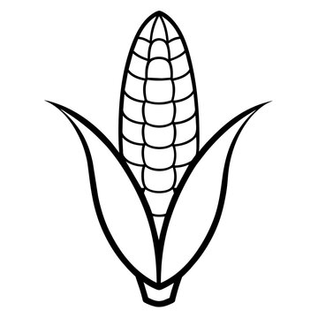 recommend clip art: Minimalist Corn Silhouette Black on White Background