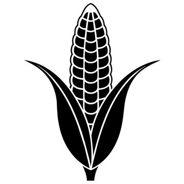 recommend clip art: Minimalist Corn Silhouette Black on White Background