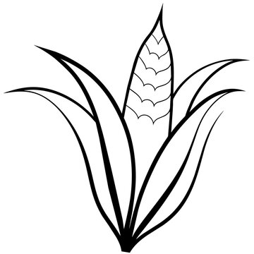 recommend clip art: Minimalist Corn Silhouette Black on White Background