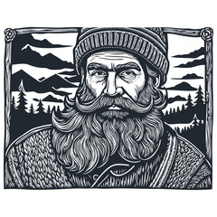 Bearded lumberjack, vector illustration