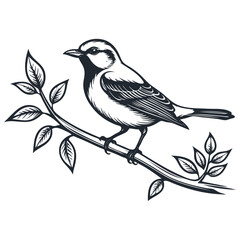 Bird on a tree branch, vector illustration