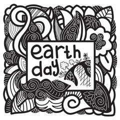Earth Day. Eco friendly ecology concept. Flat Vector illustration. Earth day with doodle style.
