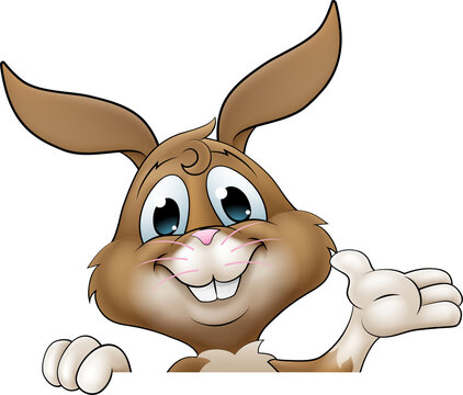 recommend clip art: Easter Bunny Rabbit Cartoon Character Peeking Sign