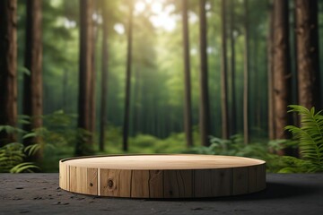 Nature wooden podium for showcasing natural products