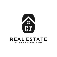 CZ Initials Vektor Stok Real Estate Logo Design Modern Elegant - obrazy, fototapety, plakaty