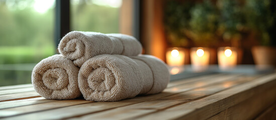 Soft towels. Spa, relaxation and bath theme. Beauty and health care.