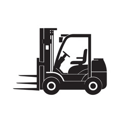 Black forklift truck icon, silhouette, vector illustration