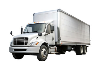 half side view box truck isolated on background