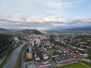 Aerial view of the city of Ruzomberok in Slovakia