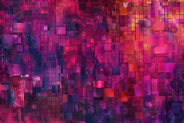 Digital abstract mosaic, pixels creating unexpected patterns in vibrant shades, modern and intriguing - obrazy, fototapety, plakaty