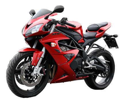 Modern Red Racing Motorcycle With Aerodynamic Design Isolated On Transparent Background