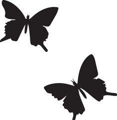 Set of Butterfly Black Silhouette on white background	