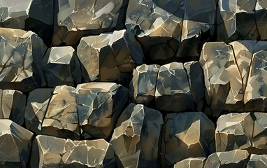 Fototapeta premium Monumental wall rock made withbig old stones background abstract texture bricks . generative ai 