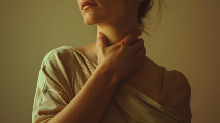 Against a backdrop of muted hues, a woman's arm becomes a battleground for unseen forces. The itch, like a persistent foe