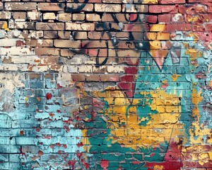 Texture of a brick wall with graffiti