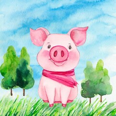 Namalowana świnka ilustracja