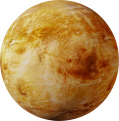 Venus planet with detailed surface cut out on transparent background