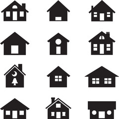 Set of House Black Silhouette