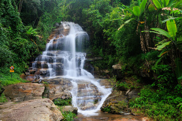 Fresh waterfall in the luxuriant jungle of the Doi Suthep national park, Thailand. - 776146289