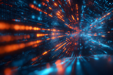 Cybernetic Dreamscape: A Vibrant Visualization of Digital Data Flow