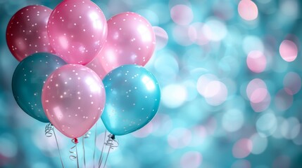 An astronaut floating gracefully above the Earth, tethered to a cluster of colorful balloons,