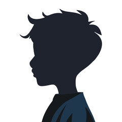 vector black silhouette of boy profile  on white background