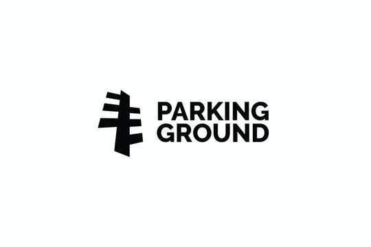 bold sign parking ground logo mark design vector illustration. elegant parking entrance vector design template with modern and 3d styles