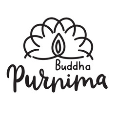 Buddha Purnima text banner. Hand drawn vector art.
