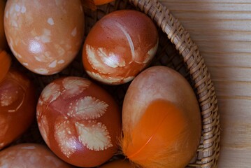 Ecologically painted Easter eggs with patterns