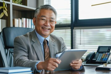 Fototapeta premium happy smiling middle age asian business man professional