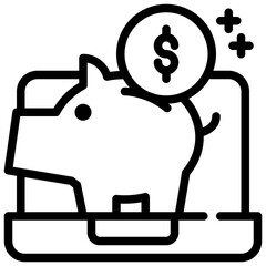 laptop online saving banking income profit interest simple line - 776152888