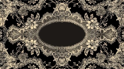 A delicate and refined lace design, with floral elements weaving across a classic black backdrop, exuding timeless elegance.